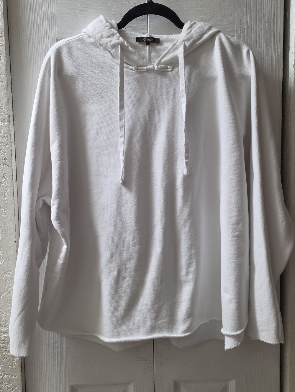 Quince Women Organic French Terry Hoodie Classic White Sleeved Top L